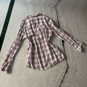 Checked Button-Down Shirt (Maroon on Off-White)