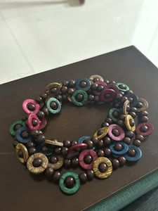 Beautiful Long 6cm Beads Wooden Multicoloured Neck