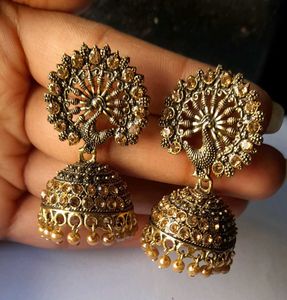 Peacock Jhumka Earrings