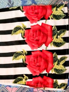 Striped Rose Print Long Kurti