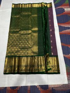 Onion Pink &amp; Green Pure Kanchipuram Silk Saree