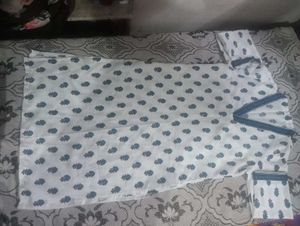 White & Blue Printed Kurti