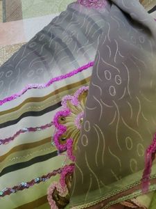 Floral saree with sequins