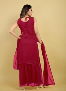 Elegant Red Sequin Palazzo Suit