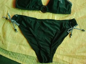 Black &amp; White Striped Swimsuit
