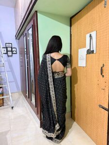 Elegant Black Saree with blouse