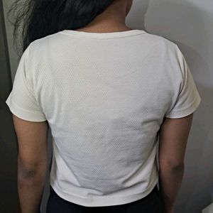 a plain white crop top