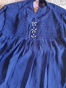 This Is Rayon Navy Blue Stylish Top For Women