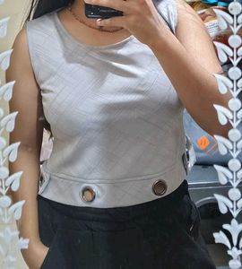 Stylish Grey Sleeveless Top