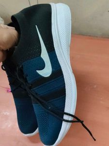Blue and Black Running Shoes