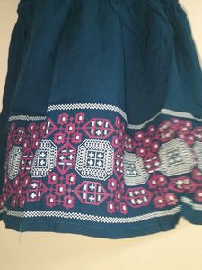 Sleeveless Blue Embroidered Short TOP/kurti