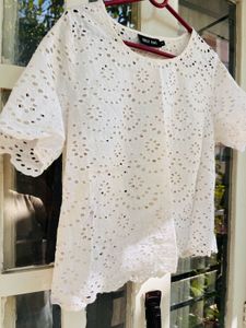Schiffli White Eyelet Top - Perfect for Summer