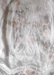 White Floral Lace Trim Button-Up Top