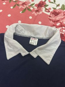Navy Blue Collared Top