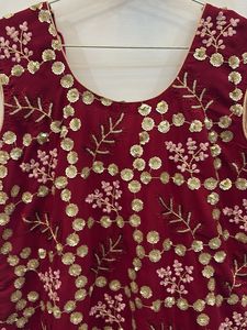 Maroon Embellished Kurta