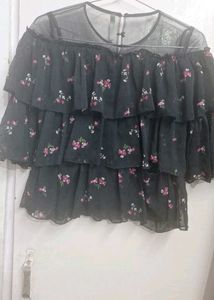 Floral Ruffle Layered Top