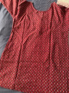 Red Print Tunic Top