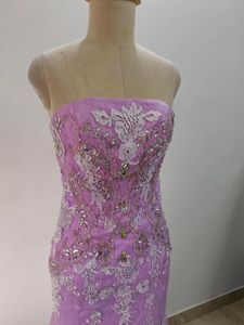 Lavender Floral Lace Formal Gown