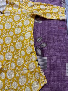 Vibrant Yellow Floral Tunic Short Kurti