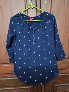Navy Blue Floral womens Top