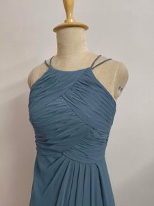 Elegant Blue Lace Bodice Maxi Dress