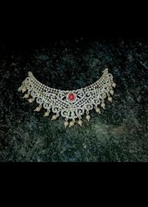 Elegant Silver & Red Choker