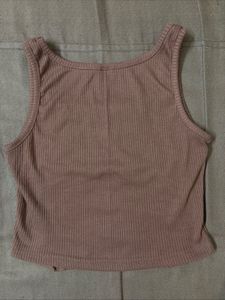 Brown Ribbed Tank Top