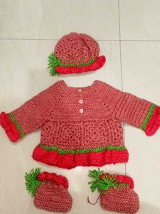 Baby Girl Dress With Shoes And Cap 💗