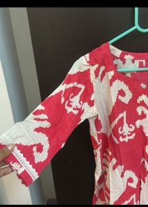 Red &amp; White Kurta Set