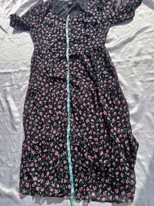 (Max) Floral Print Button Down A-line Dress