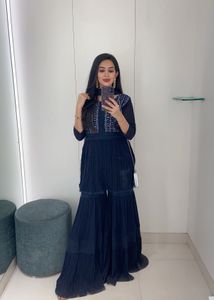 Navy Blue Kurta sharara Set