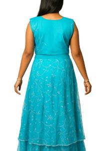 Aqua Blue Maxi Dress with Jacket