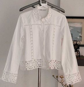 Zara Crochet Trim Button down Shirt