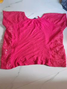 Cherokee Pink Lace Sleeve Top