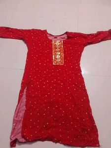 Red Printed Kurta
