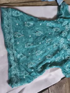 Beautiful Sea Green Short Kurti Light For Summers