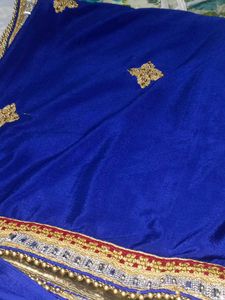 Blue &amp; Gold Embellished Sari 🥻