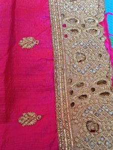 Pink Ethnic Saree with Gold Detail