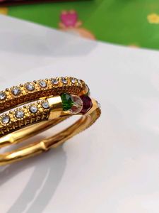 Gold Tone Beaded Bangle Set