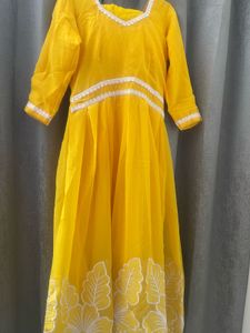 Yellow Ethnic Gown with Salwar