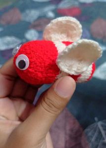 Cute Crochet Red Bee With Beautiful Eyes