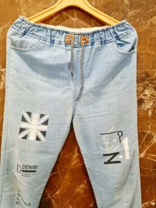 Light Blue Graphic Denim Pants