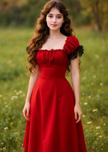 Pretty Red Milkmaid Princess Dress
