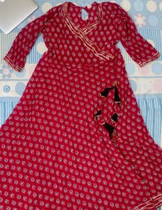 Long Crimson Cotton Gown