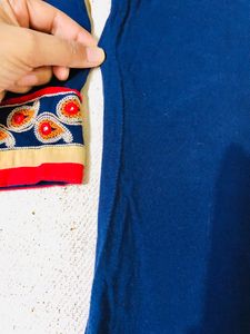 Navy Blue Embroidered Kurta ( Women )