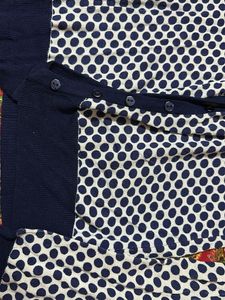 White Blue Doted Pattern Sweat