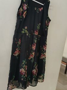 Beautiful Black Siffon Floral Dress