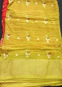 Green &amp; Red Saree