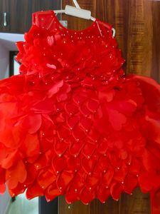 Price Dropped - Baby Girl Elegant Red Frock