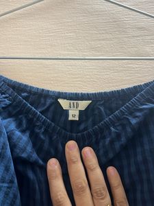 Blue Check Off-shoulder Cotton Top